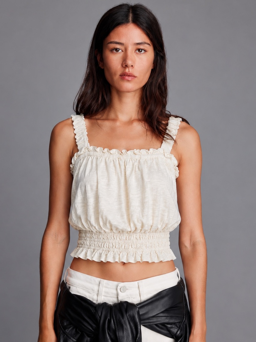 Marine Layer Dylan Smocked Tank Top Off White S NWOT